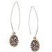 Humble Chic Simulated Druzy Needle Drops - Threader Upside-Down Hoop Dangle Earrings for Women, Gold - Metallic Grey Stone