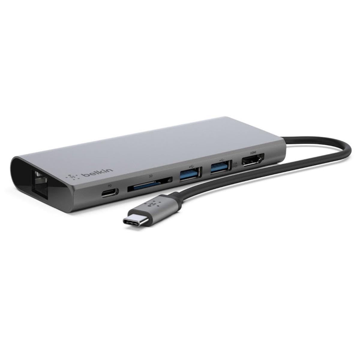 Belkin 6 in 1 USB-C イーサネットハブ USB-C PD 60W 4K HDMI SDカード USB iPad/iPad Pro/iPad mini/MacBook/MacBook Pro/MacBook Air/Windows/Surface/Chromebook 対応 F4U092BTSGY商品画像