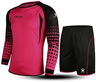 KEIME Football Goalkeeper Long-Sleeve Suit Soccer Jersey Set (Red / Black, XL)