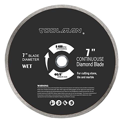 Toolman Circular Saw Blade Universal Fit 7" 5/8" 3PC Diamond Masonry Turbo For Tile Marble Concrete works with DeWalt Makita Ryobi