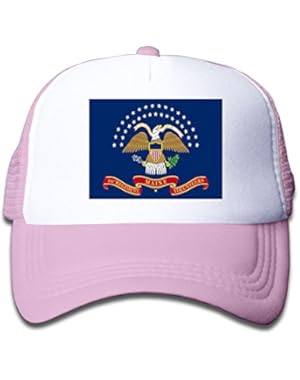 Maine Flag Boy & Girl Grid Baseball Caps Adjustable sunshade Hat For Children
