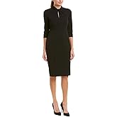 Donna Morgan Womens Stretch Crepe 3/4 Sleeve Twisted Neckline Sheath Dress