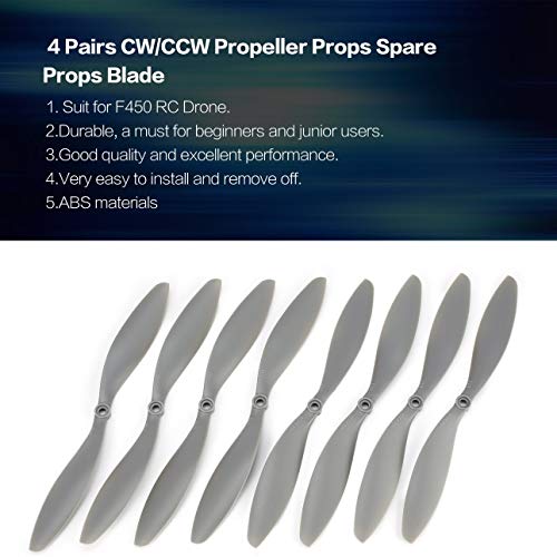 Liobaba 4 Pairs CW/CCW Propeller Props Spare Props Blade F450 RC Drone Quadcopter Aircraft UAV Spare Parts Accessories Component Grey - Thumbnail 2