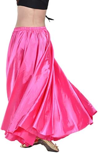 Belly Dance Satin Long Swing Skirt Dancing Dress Stage Costume for Women