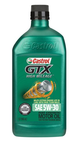 Castrol 06440 GTX High Mileage 5W-30 Synthetic Blend Motor Oil, 1 Quart, 6 Pack