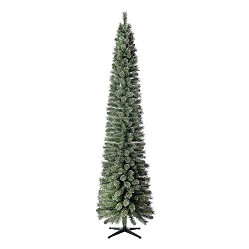 Home Heritage 9 Foot PreLit Skinny Artificial Stanley Pencil Pine Christmas Tree with Clear