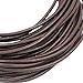 1mm 2mm 3mm 4mm Round Genuine Leather Strip Cord Black Erth Color Braiding String Firt Large Hole Gemstone Beads(11 Yards) (Coffee, 3mm)