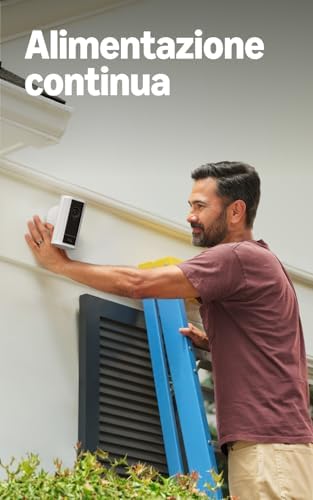 videocamera Pro con faretti (Spotlight Cam Pro, ultimo modello) Power over Ethernet | Videocamera di sicurezza per esterni | Retinal 4K, zoom 10x | Prova gratuita di 30 giorni del piano Ring