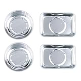 HORUSDY 4-Piece Magnet Trays Set, Round/square Magnetic Trays Tools Parts Tray Holder
