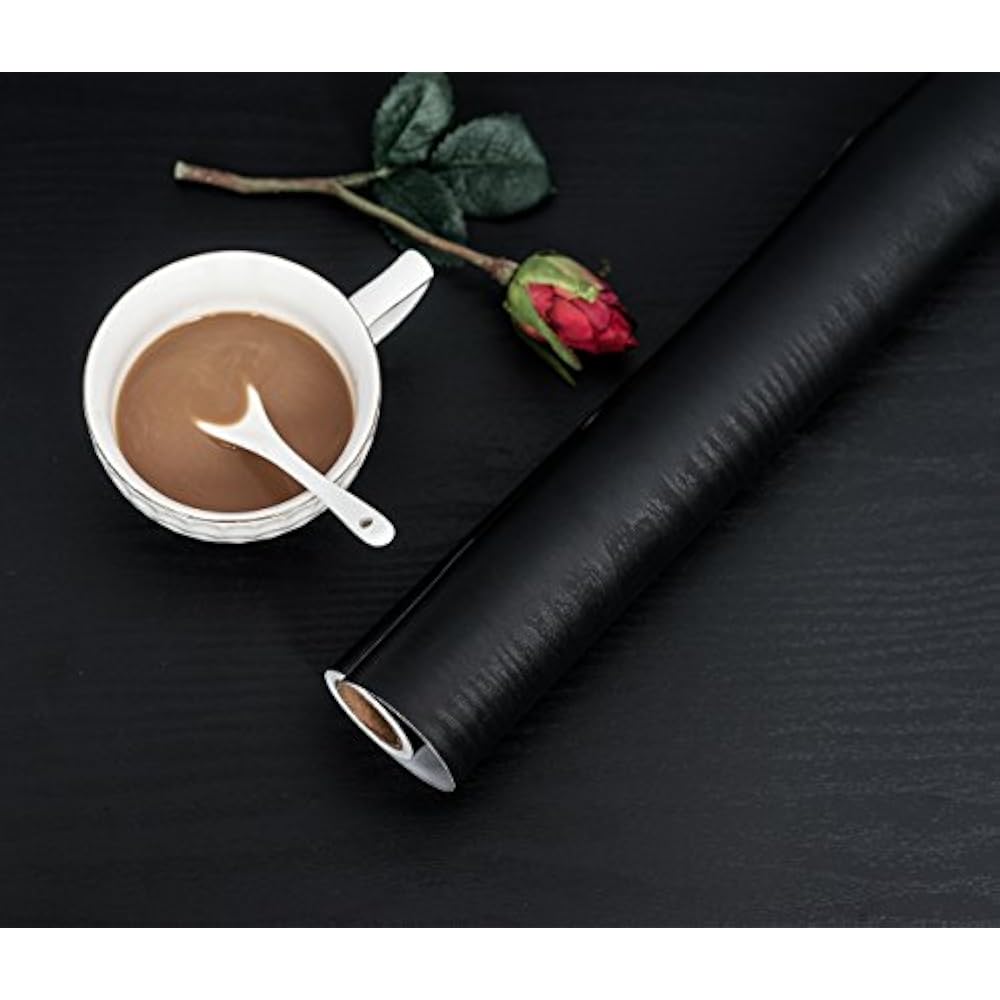 24" X 118" Black Wood Self Adhesive Paper Decorative SelfAdhesive Film