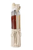 Acrylic Paint Brush Set - 24-Pack Oil Painting Artist Brushes with Canvas Roll-Up Bag - Long Wooden Handle Fine Synthetic Bristles Tips - Perfect Gift for Beginners, Professionals, Students