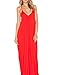 May&Maya Women's Low V-Neck and Low V-Back Maxi Dress (XXXL, Red)