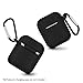 AirSha Compatible for AirPods Case with Keychain, Shockproof Protective Silicone Cover Skin for AirPods Charging Case 2 & 1 (Black)