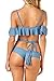 Elosele Women's Sexy Ruffles Swimsuit Falbala Bandeau 2 Piece Bikini Set