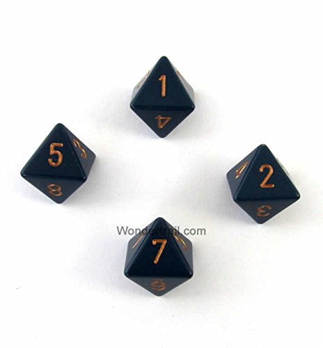 WCXPQ0826E4 Dusty Blue Opaque Dice with Gold Numbers D8 Aprox 16mm (5/8in) Pack of 4 Dice Chessex