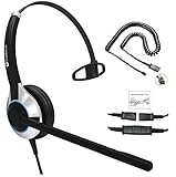 TruVoice HD-500 Deluxe Single Ear Noise Canceling Mic Office/Call Center Headset with U10P Bottom Cable Works with Mitel, Nortel, Avaya Digital, Polycom VVX, Shoretel, Aastra, Digium, Fanvil + More