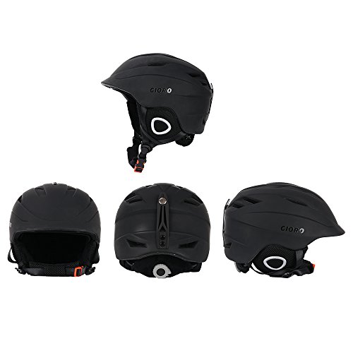 GIORO Multi Snow Sports Helmet,Unisex Adult Lightweight Outdoor Skiing Snowboard Helmet with Fleece Liner and Carrying Pouch (Matte Black, M) - Thumbnail 2