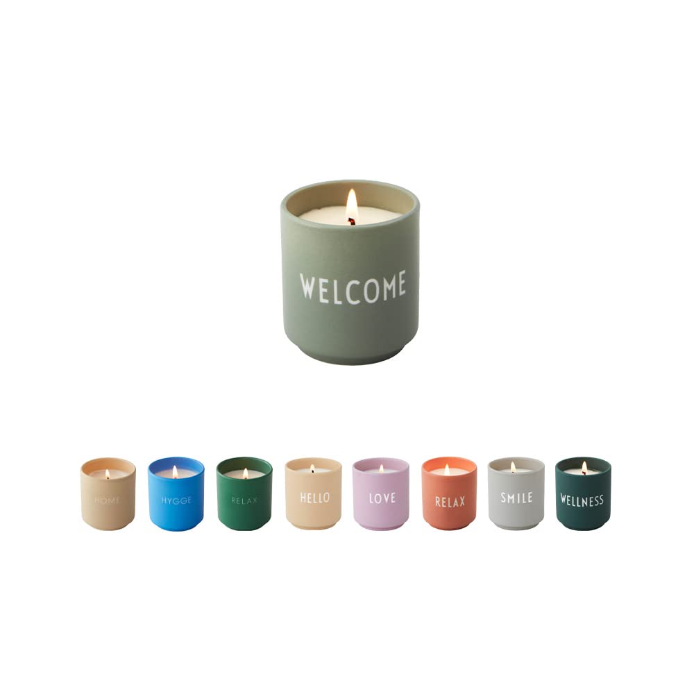 Design Letters Scented Candle Gift for Women | Jar Candles Perfect for Table Decoration | 100% Soy Wax Candle in Porcelain Cup | 15 Hour Burning time Calm Scent