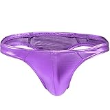 iiniim Men's Silver Shiny Patent Leather Thongs Underwear