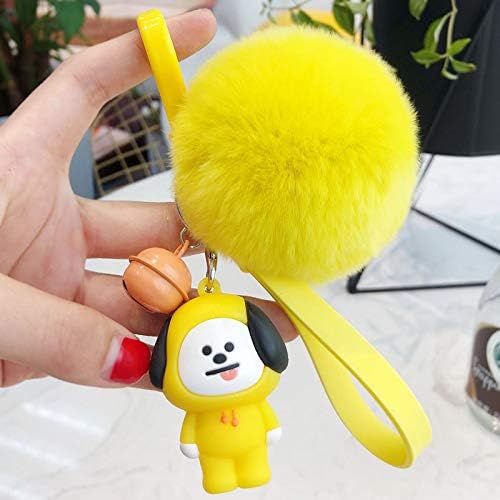 KPOP Fur Ball Bts Bt21 Plush Keychain Animal Bag Pendant Key Ring Holder Tata Chimmy Handbag Charm For Boys Girls Cute Cartoon 16