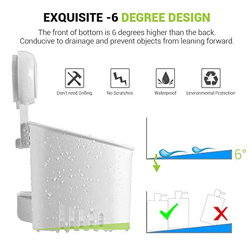 Teletrogy Suction Cup Shower Caddy No Damage Shower Wall Caddy for Shampoo Conditioner Plastic Bath Shelf Storage Organizer Rustproof Shower Caddy Basket for Kitchen & Bathroom Accessories White