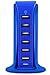 Aduro 40W 6-Port USB Desktop Charging Station Hub Wall Charger for iPhone iPad Tablets Smartphones with Smart Flow (Blue)