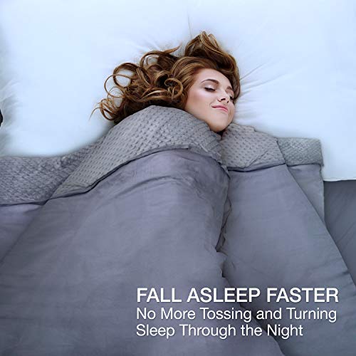 CoziRest Cooling Weighted Blanket - 20 lbs - 60x80" Queen Size - Cool Bamboo & Cozy Minky Dual-Sided Cover Included - Heavy Blanket for Adults from 190 - 240 lbs