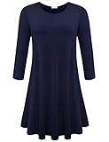 BELAROI Women's Casual Flare Plain Simple 3/4 Sleeve T-shirt Loose Dress (3X, Navy Blue)