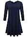 BELAROI Women's Casual Flare Plain Simple 3/4 Sleeve T-shirt Loose Dress (3X, Navy Blue)