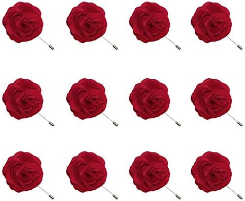 ZAKIA 12pcs Men's Flower Lapel Pin Brooch Handmade Boutonniere for Suit Wholesale Lot