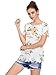 MakeMeChic Women's Scallopped Flower Blouse Casual Floral Top White L