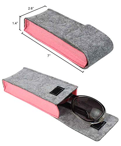 [5 PACK], JAVOedge Soft Felt 2 Tone Color Reading Eyeglasses Storage Case Top Flap Open, Bonus Microfiber Cloth - Thumbnail 4