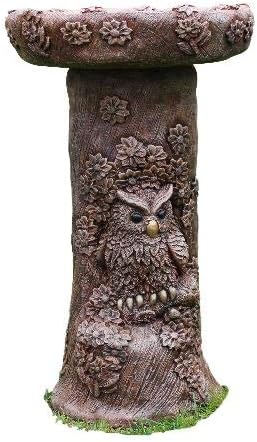 Woodland Owl Bird Bath, Stone Garden Ornament, Decor, Made in Cornwall, Cornwall Stoneware Company, Birdbath, Bird feeder, Gift Idea