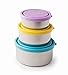 U Konserve Nesting Trio Stainless Steel Containers with Leak-Resistant Lids, Turquoise/Yellow/Lavender