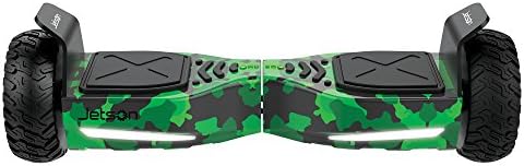 Jetson Green Camo V8 Sport Hoverboard 6.5" All Terrain Smart Self Balance Scooter - Bluetooth Speaker, LED Lights, App Included - UL 2272 Certified 25" Inch Board