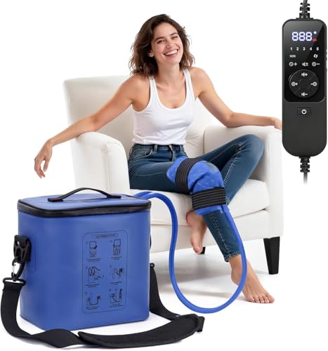 Fiveoffo Cold Therapy Machine, Programmable Timer Ice Machine for Knee After Surgery, Portable Knee Ice Machine with Quiet Pump, Continuous Cold Flow, 12H Cooling, Knee Replacement, Swelling Reduction