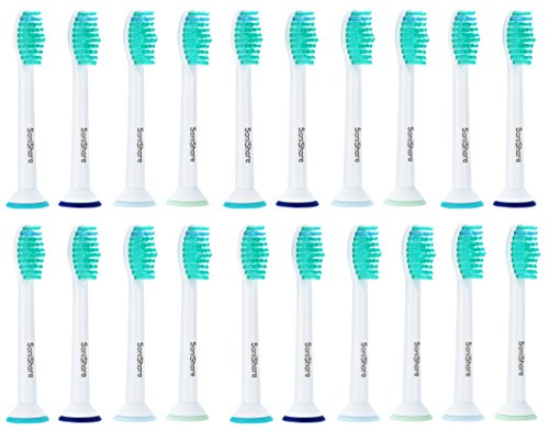 Generic Proresults Replacement Heads for Philips Sonicare Toothbrushes, 20 Pack [4, 8, 12, 20 Packs Available] fit Essence+, Plaque Control, Gum Health, DiamondClean, FlexCare, HealthyWhite
