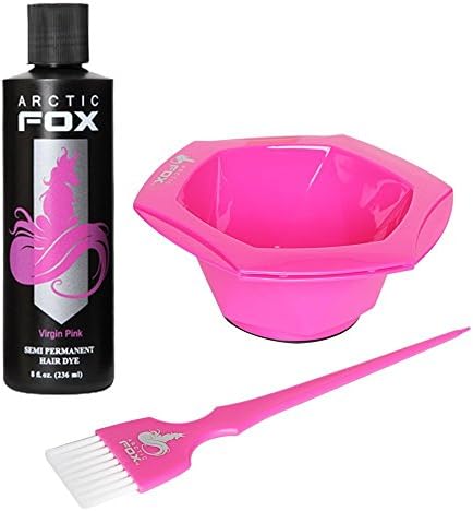 Arctic Fox Bundle with Tint Brush and Bowl, 100% Vegan Semi Permanent Hair Color Dye, 4 Oz or 8 Oz (8oz, Virgin Pink)