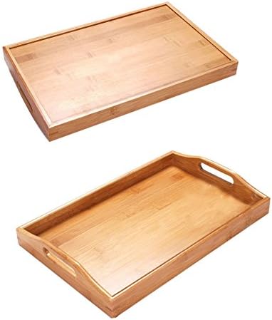 Serving Tray with Handles Stylish,Decorative Premium Quality Bamboo Tray for Kitchen and Dinning 43 x 31CM
