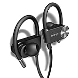 Headphones Wireless Sports Earphones Waterproof Earbuds for Workout, 8 Hour Battery (Black)