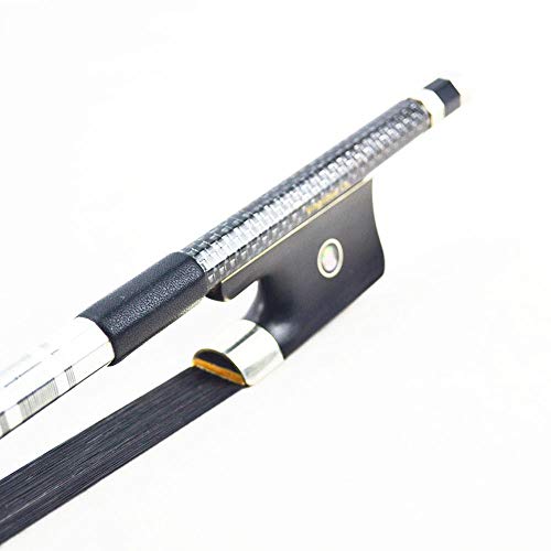 FidgetFidget Black 3/4 SILVER BRAIDED Carbon Fiber French Double Bass Bow - Thumbnail 3