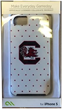 Case-Mate Gameday Tough Series - South Carolina Gamecocks Helmet Case - iPhone 5/5S - Retail Packaging - White and Polka-dot
