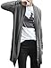 uxcell Men's Shawl Collar Cardigan Drape Cape Lightweight Long Length Knit Sweaters Gray 46