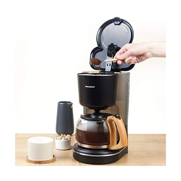 PROGRESS EK3757PBLK Scandi Filterkaffeemaschine mit Holz, filterkaffeemaschinen Automatische Abschaltung bei Warmhalten… – Bild 5