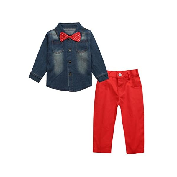 ZLOLIA Baby Clothes Autumn Winter 1Set Kid Toddler Boys Denim T-shirt Trousers Pants Outfits (3T, Blue)