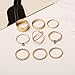 FINETOO 9 PCS Simple Stainless Steel Knuckle Midi Ring Set Crystal for Women/Girl Gold CZ Finger Stackable Rings Set Jewelry Friendship