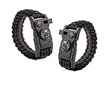 LPVLUX The Best Outdoor 550LBS Paracord Bracelet - Paracord Gear Kit for Adults & Kids with Embedded Compass, Thermometer, Fire Stater Buckle, Wrench, Screwdriver (Black/Black)