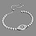 KIVN Fashion Jewelry Adjustable Bolo Evil Eye Pave CZ Cubic Zirconia Bridal Wedding Bracelets for Women(Sapphire)