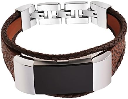 Fitbit Charge 2 Leather Bands, CIDETTY Brown Genuine Leather Wristbands Accessory Strap Large for Fitbit Charge 2