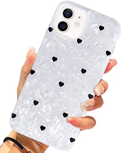 J.west Case Compatible with iPhone 12, iPhone 12 Pro,Luxury Sparkle Translucent Clear Pearly Design Soft Silicone Cover for Girls Women Slim Protective Phone Case for iPhone 12/12 Pro 6.1 (Black)